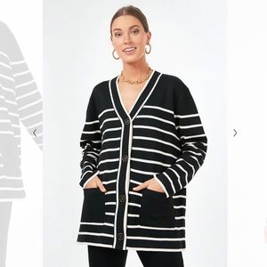 Black and White Stripe Lauren Cardigan, new